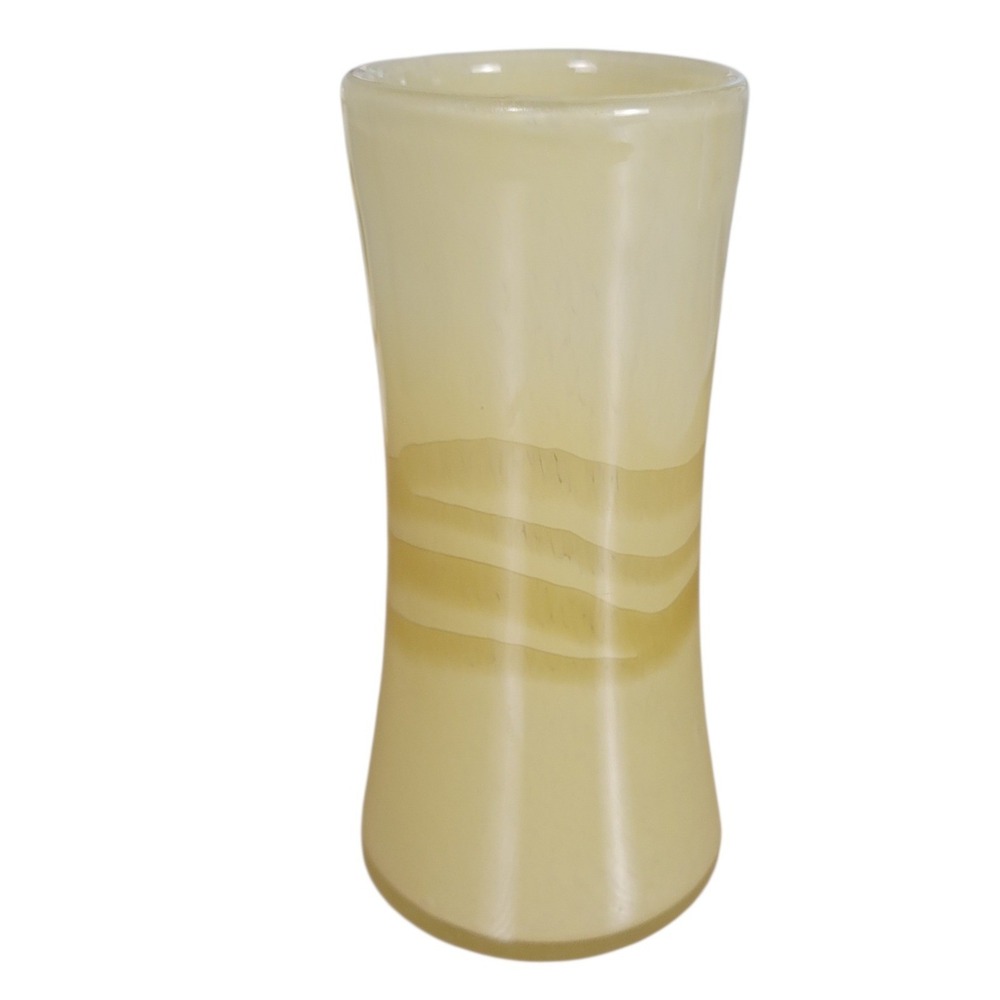 VTG MCM 1960‎ Butterscotch Hand Blown Hung Glass Vase 6.25" x 3" Bud vaseHG5569